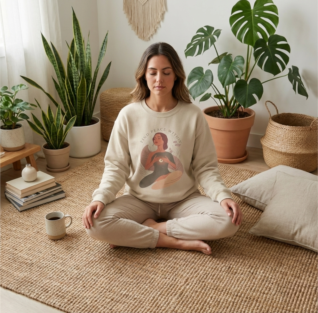 Find Peace Within – Mindfulness Crewneck Sweatshirt | Calm & Self-Care Apparel