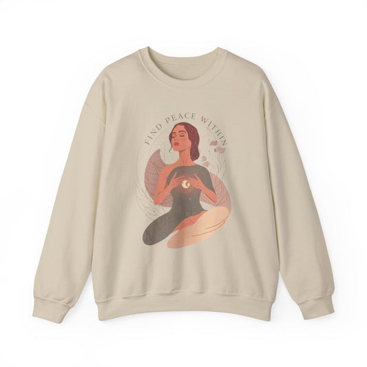 Find Peace Within – Mindfulness Crewneck Sweatshirt | Calm & Self-Care Apparel