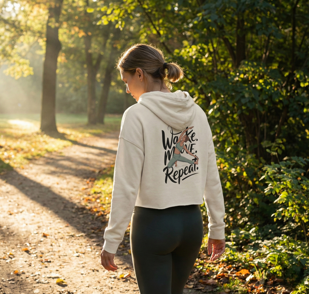 Wake. Move. Repeat. Performance Hoodie | Women's Motivational Workout Pullover