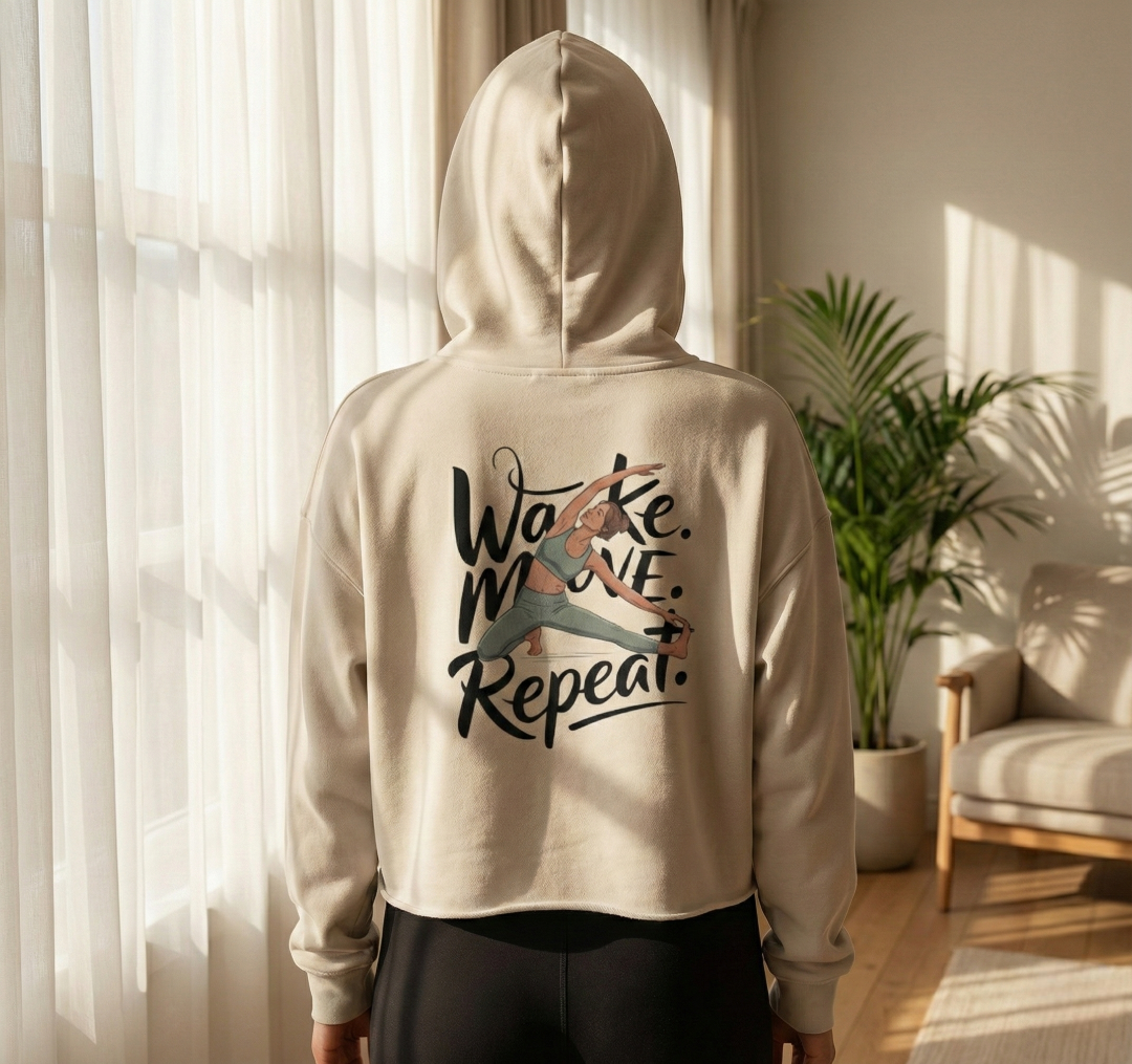 Wake. Move. Repeat. Performance Hoodie | Women's Motivational Workout Pullover