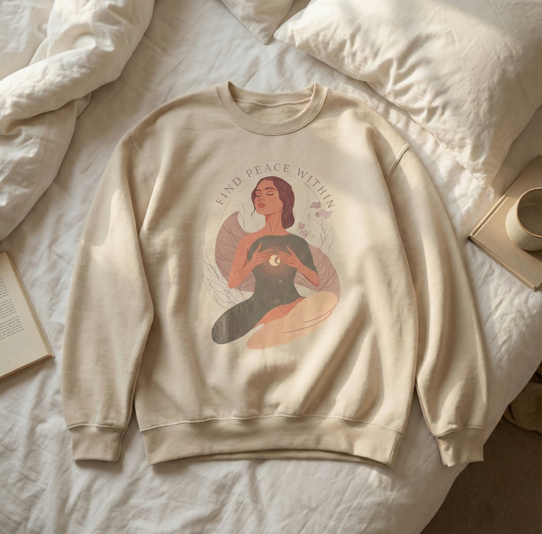 Find Peace Within – Mindfulness Crewneck Sweatshirt | Calm & Self-Care Apparel