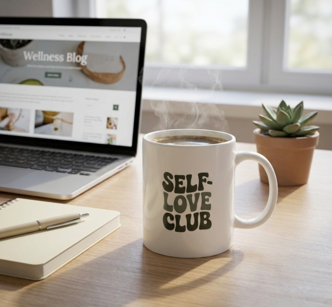 Self-Love Club Ceramic Mug | Daily Affirmation Coffee Cup | 11oz