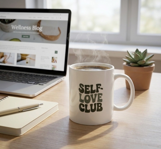 Self-Love Club Ceramic Mug | Daily Affirmation Coffee Cup | 11oz