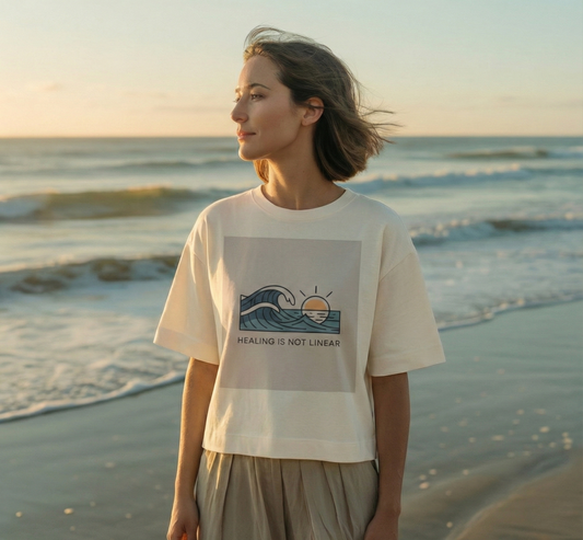 Healing Is Not Linear – Women’s Boxy Tee | Mental Health & Self-Care Shirt