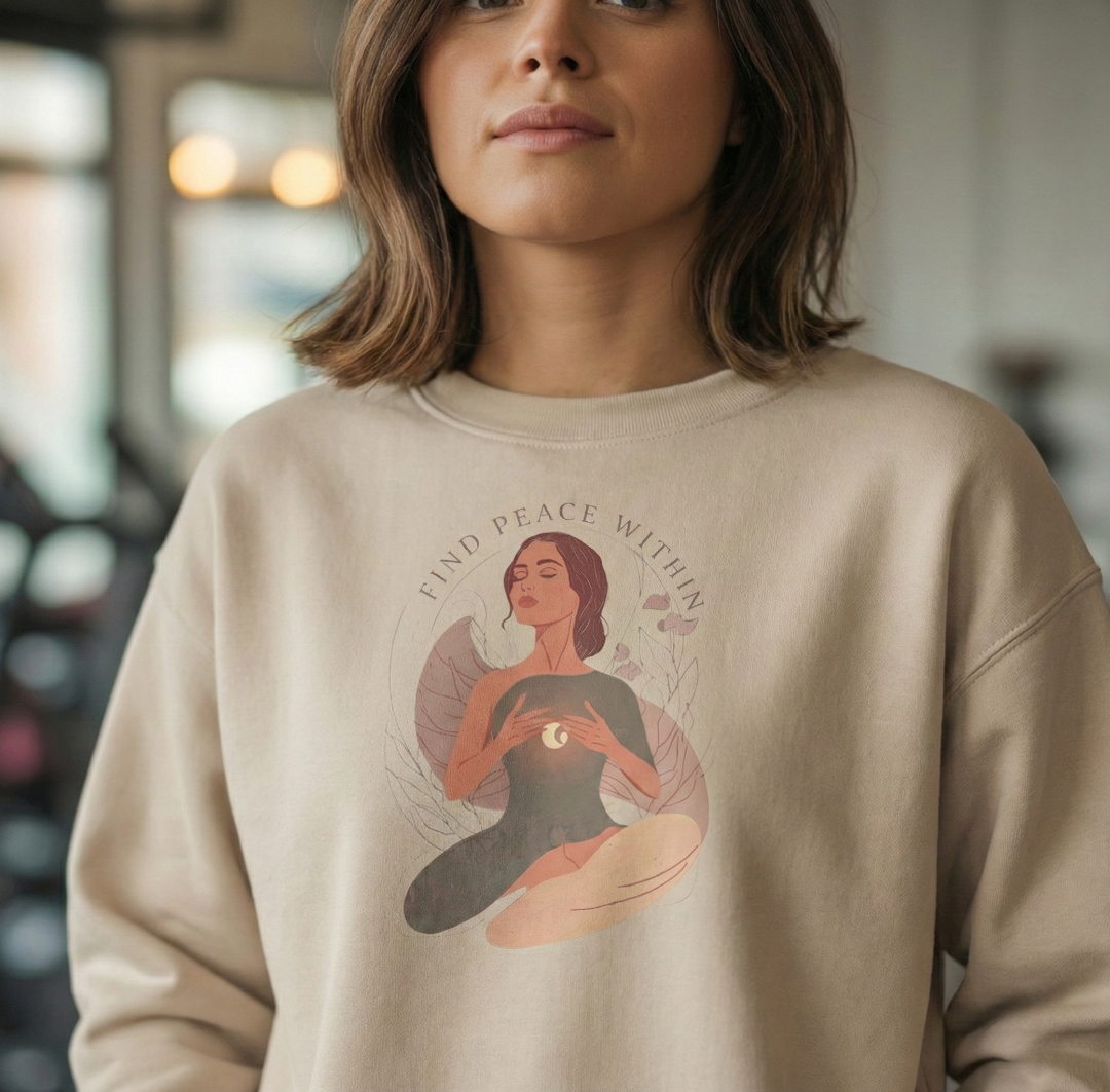 Find Peace Within – Mindfulness Crewneck Sweatshirt | Calm & Self-Care Apparel